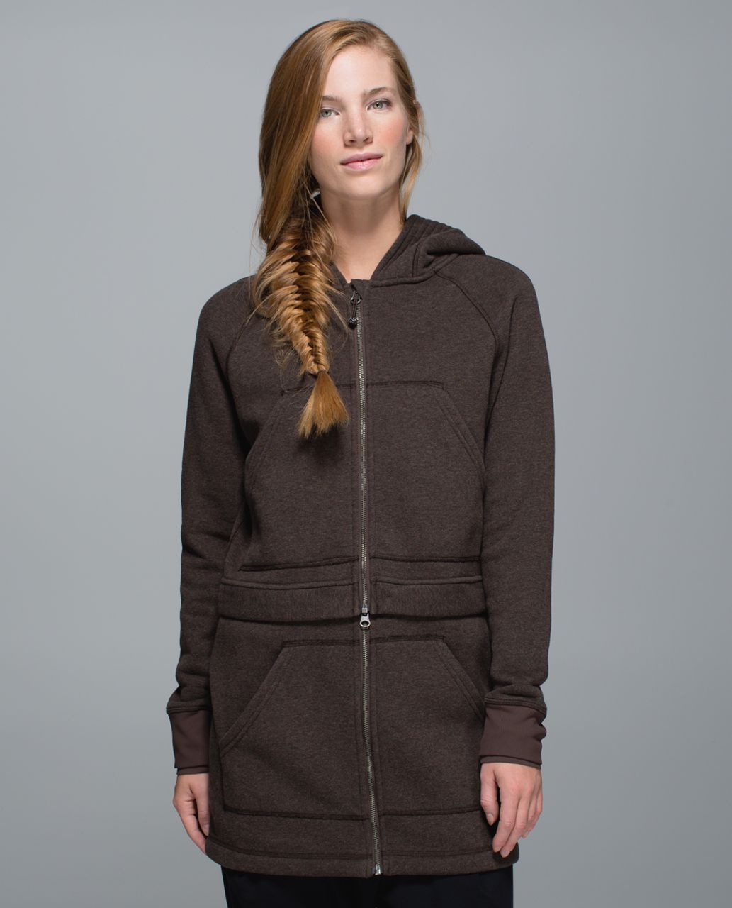 Lululemon Long & Short Of It Jacket - Heathered Bark Chocolate / Bark ...