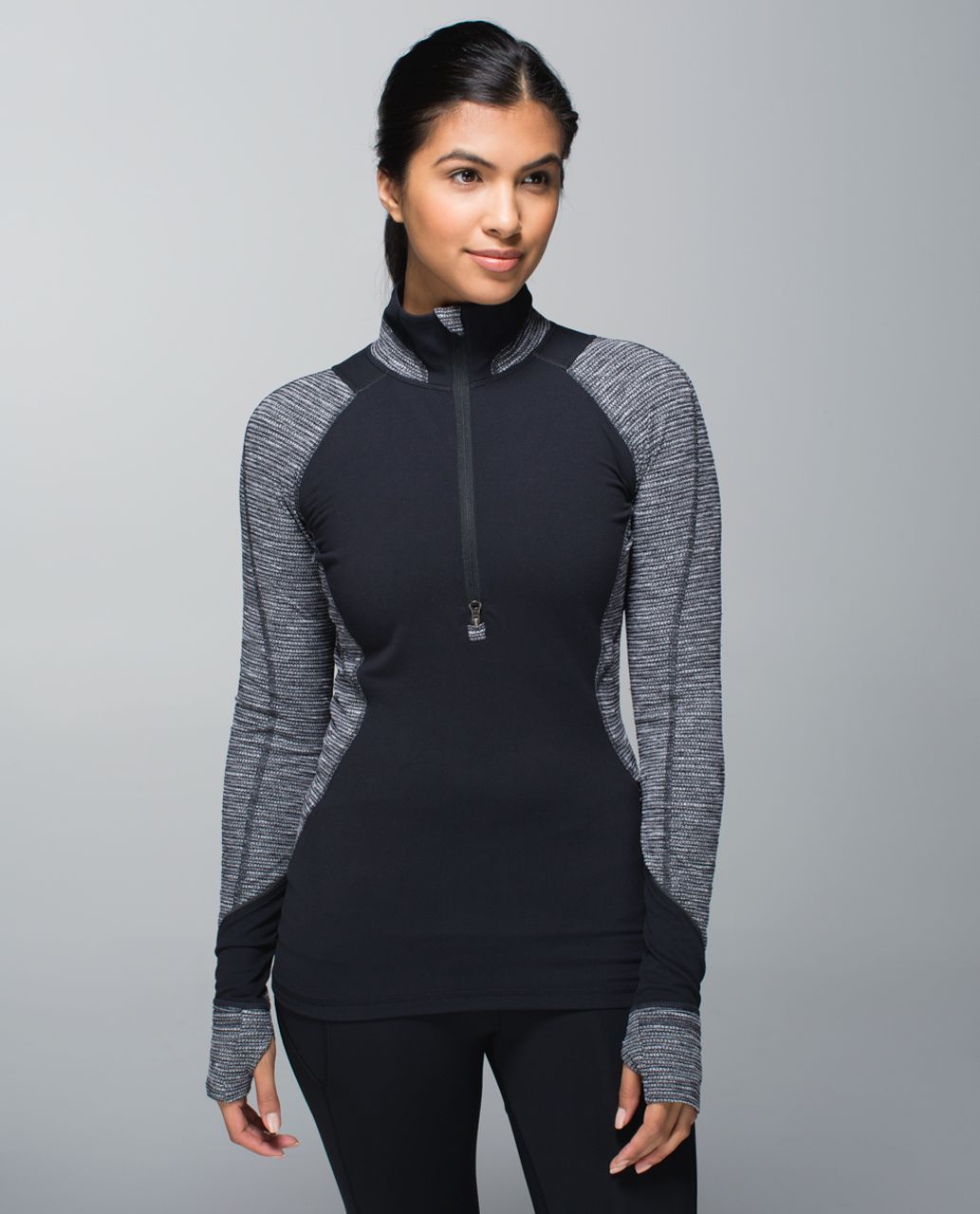 Lululemon Race Your Pace 1/2 Zip - Black / Coco Pique Black - lulu fanatics