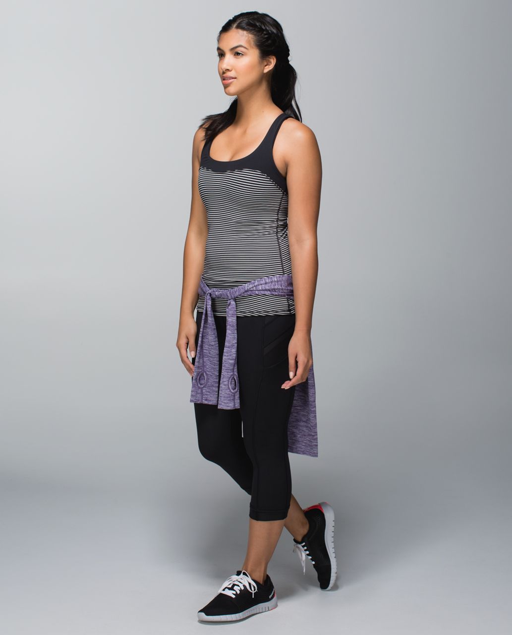 Lululemon Run:  First Base Tank - Hyper Stripe Black Ghost / Black