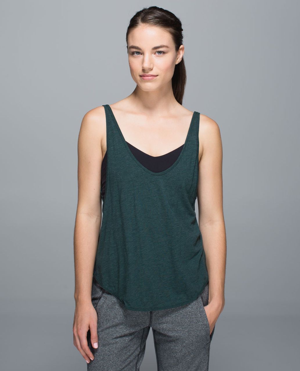 Lululemon Twist & Turn Tank - Heathered Fuel Green / Black