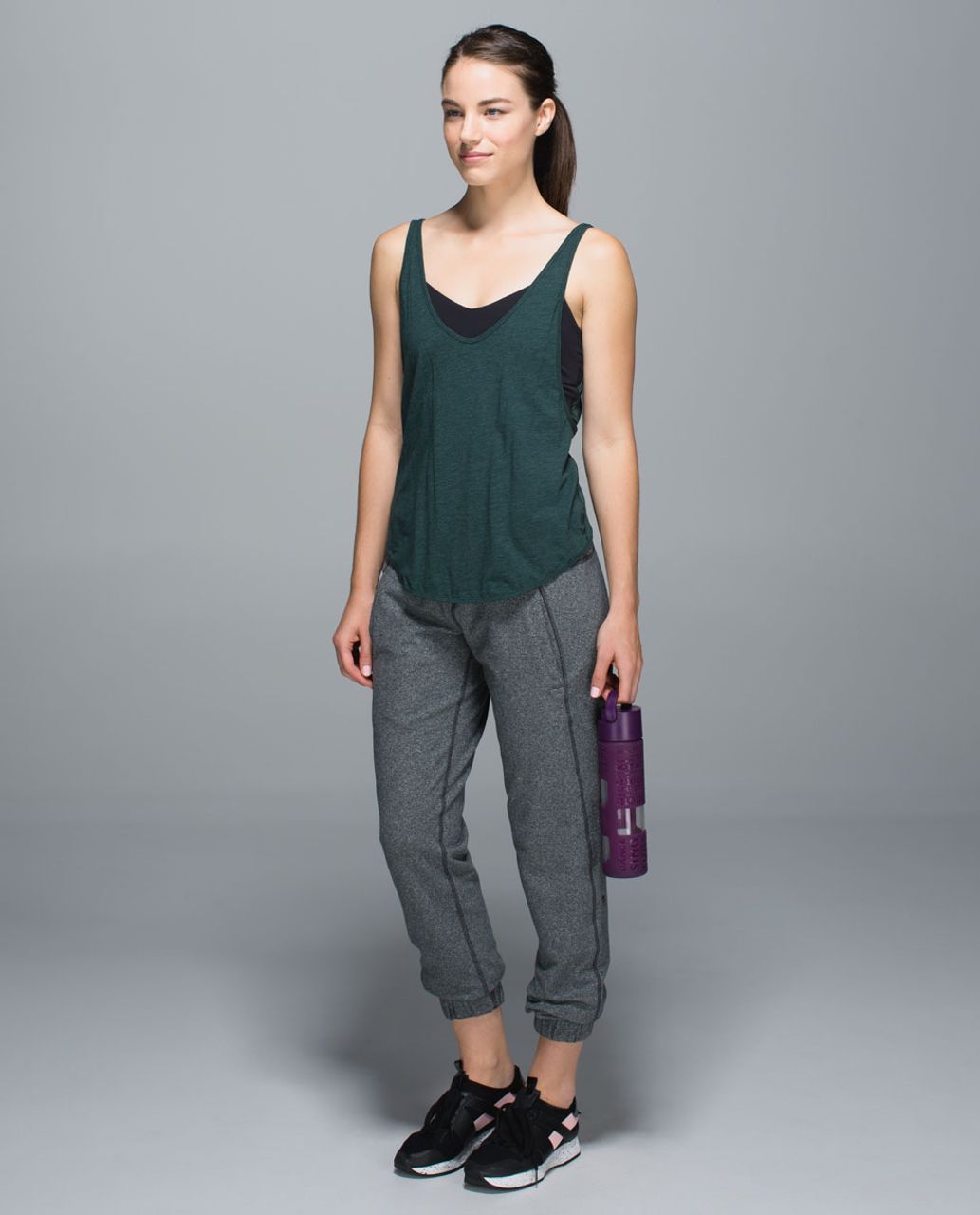 Lululemon Twist & Turn Tank - Heathered Fuel Green / Black