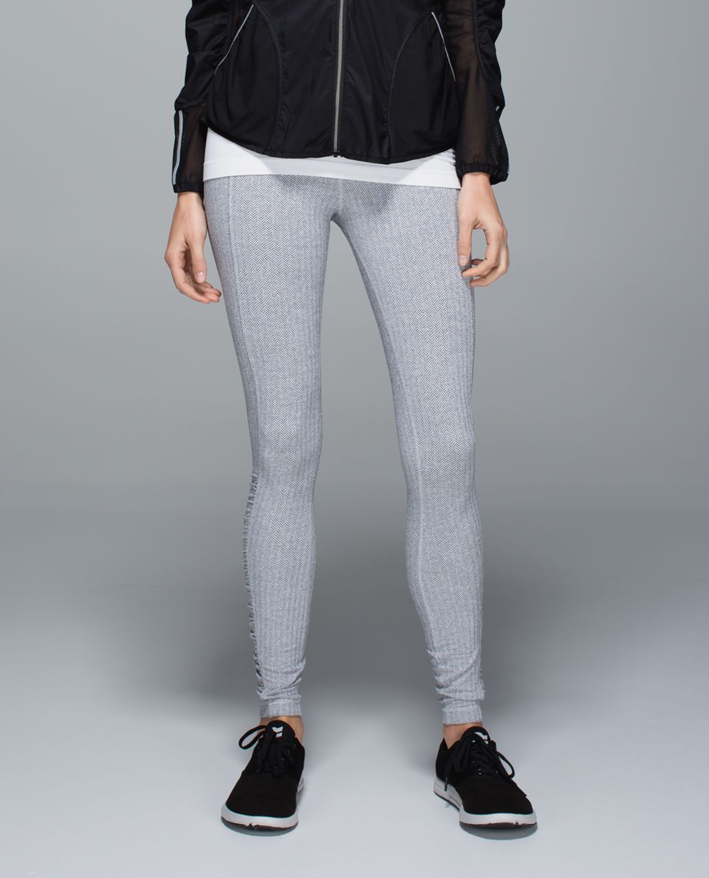 Lululemon Run: Turn Around Tight - Heathered Herringbone Heathered Black  White - lulu fanatics