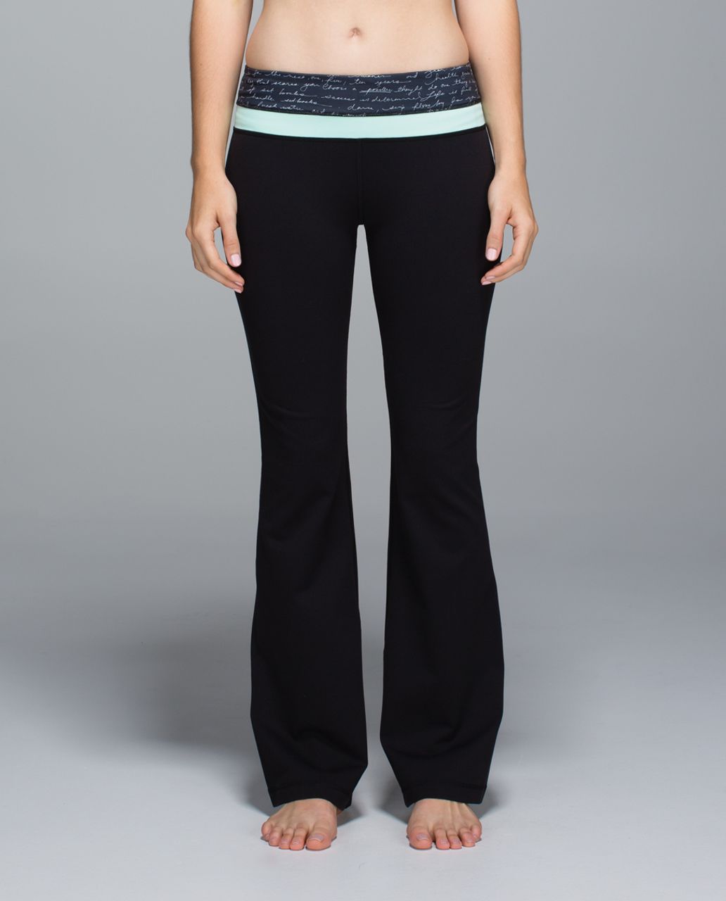 Lululemon Groove Pant *Full-On Luon (Regular) - Black / Manifesto Script Black Ghost / Toothpaste