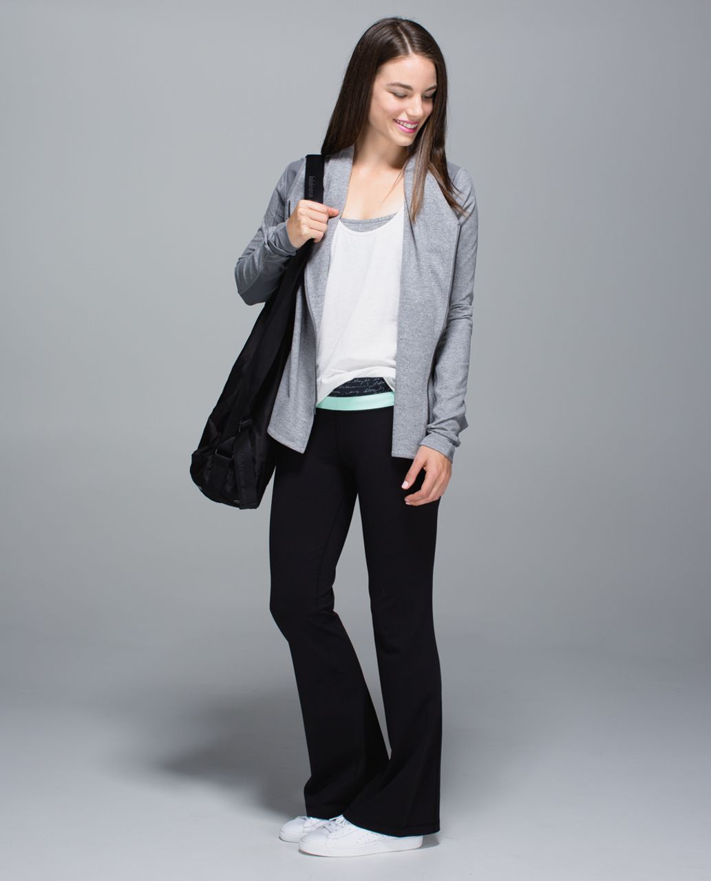 Lululemon Groove Pant *Full-On Luon (Regular) - Black / Manifesto Script Black Ghost / Toothpaste