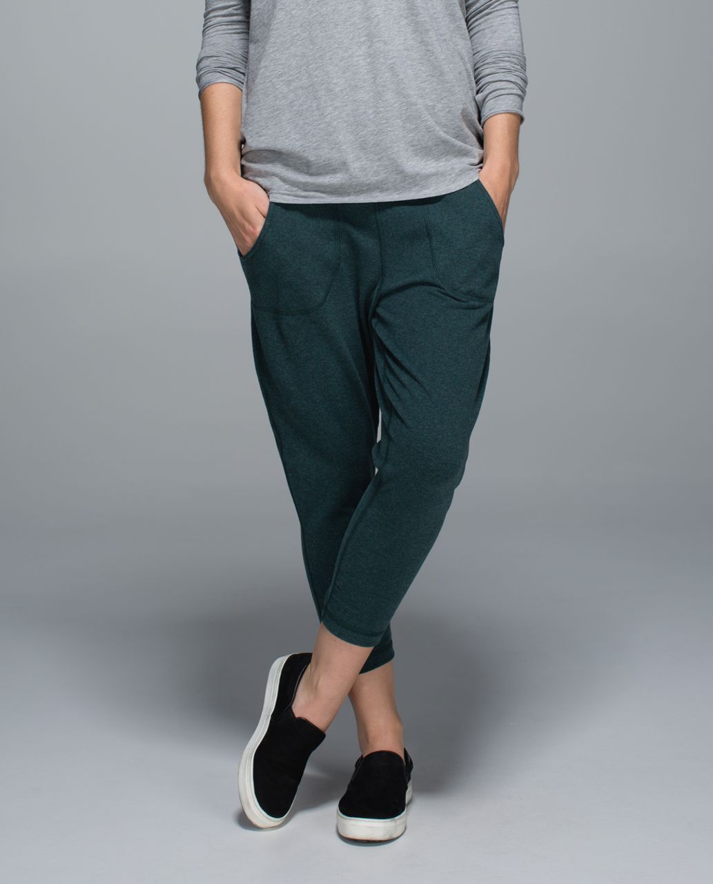 Lululemon Free Fall Crop - Heathered Fuel Green / Fuel Green