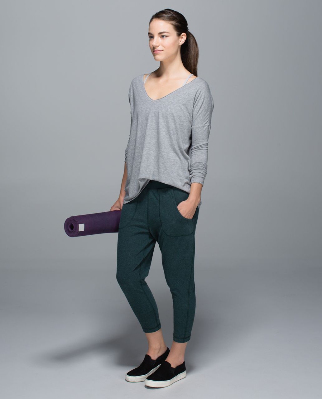 Lululemon Free Fall Crop - Heathered Fuel Green / Fuel Green