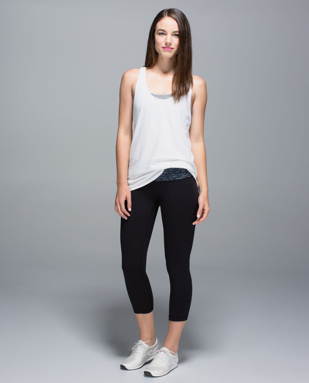 Lululemon Wunder Under Crop II *Full-On Luon - Black / Manifesto Script Black Ghost