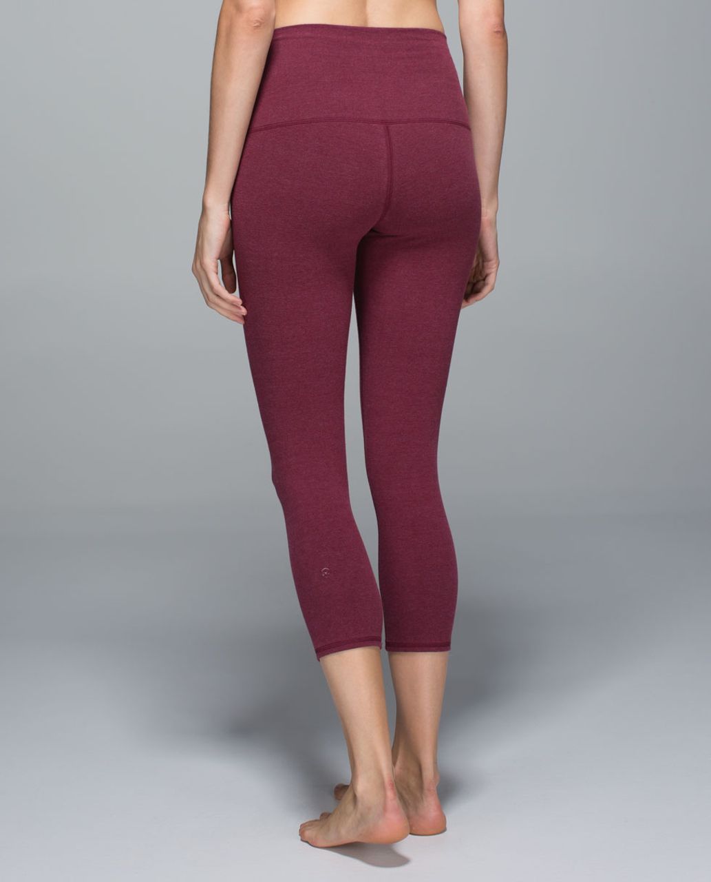 Lululemon Wunder Under Crop *Cotton (Roll Down) - Heathered Rust Berry