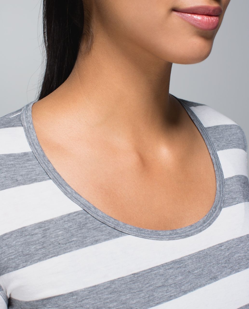 Lululemon Yogini 5 Year Long Sleeve Tee - Straightup Stripe Heathered Medium Grey Heathered Angel White / Almost Pear