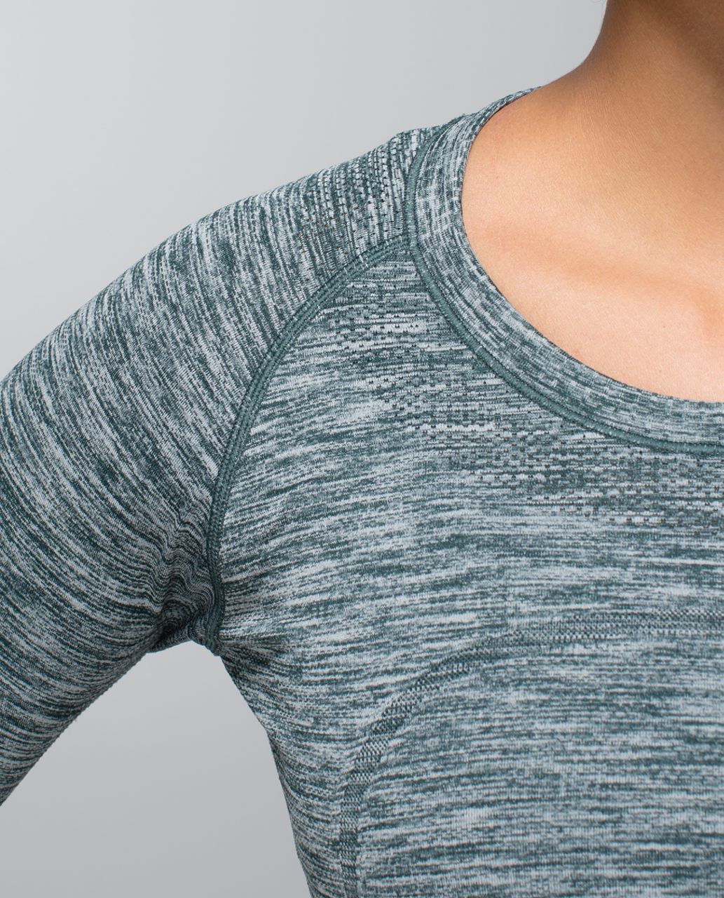 Lululemon Run:  Swiftly Tech Long Sleeve Crew - Space Dye Heathered Fuel Green