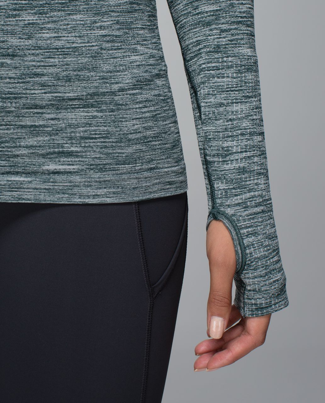 Lululemon Run:  Swiftly Tech Long Sleeve Crew - Space Dye Heathered Fuel Green