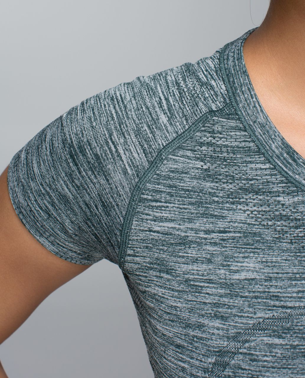 Lululemon Run:  Swiftly Tech Short Sleeve Crew - Space Dye Heathered Fuel Green