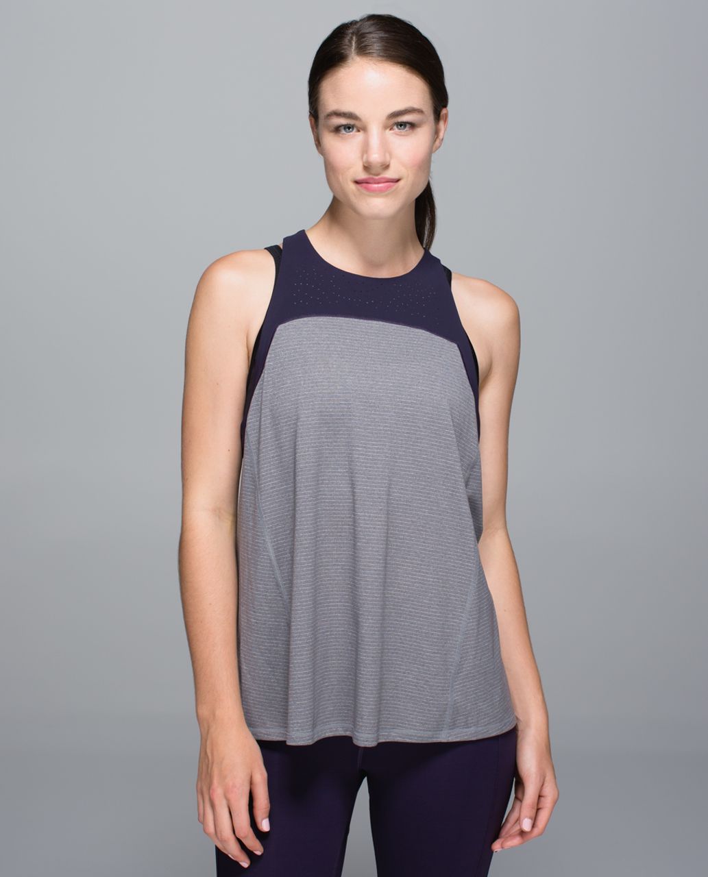 Lululemon Clip-In Tank - Heathered Slate / Black Grape