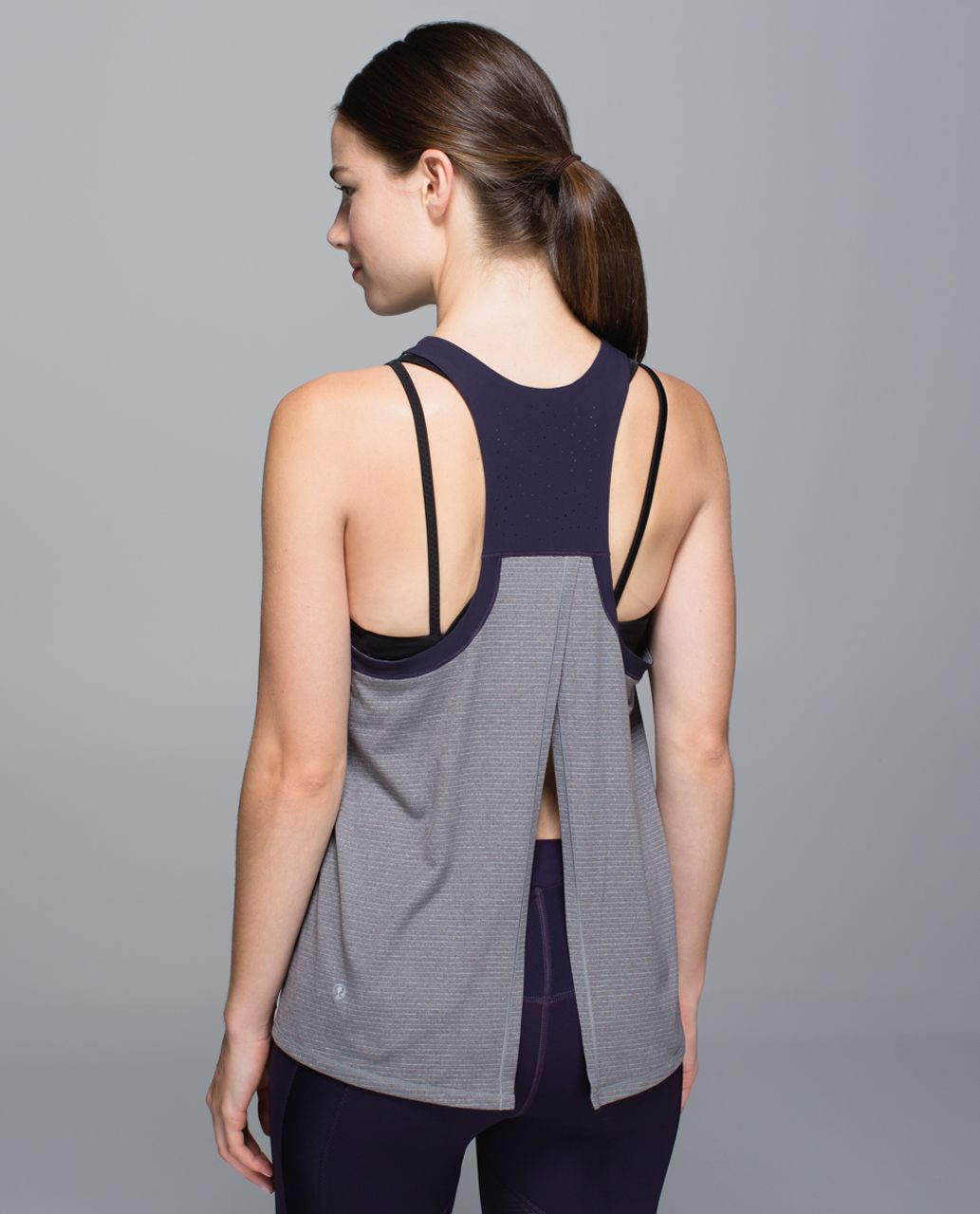 Lululemon Clip-In Tank - Heathered Slate / Black Grape