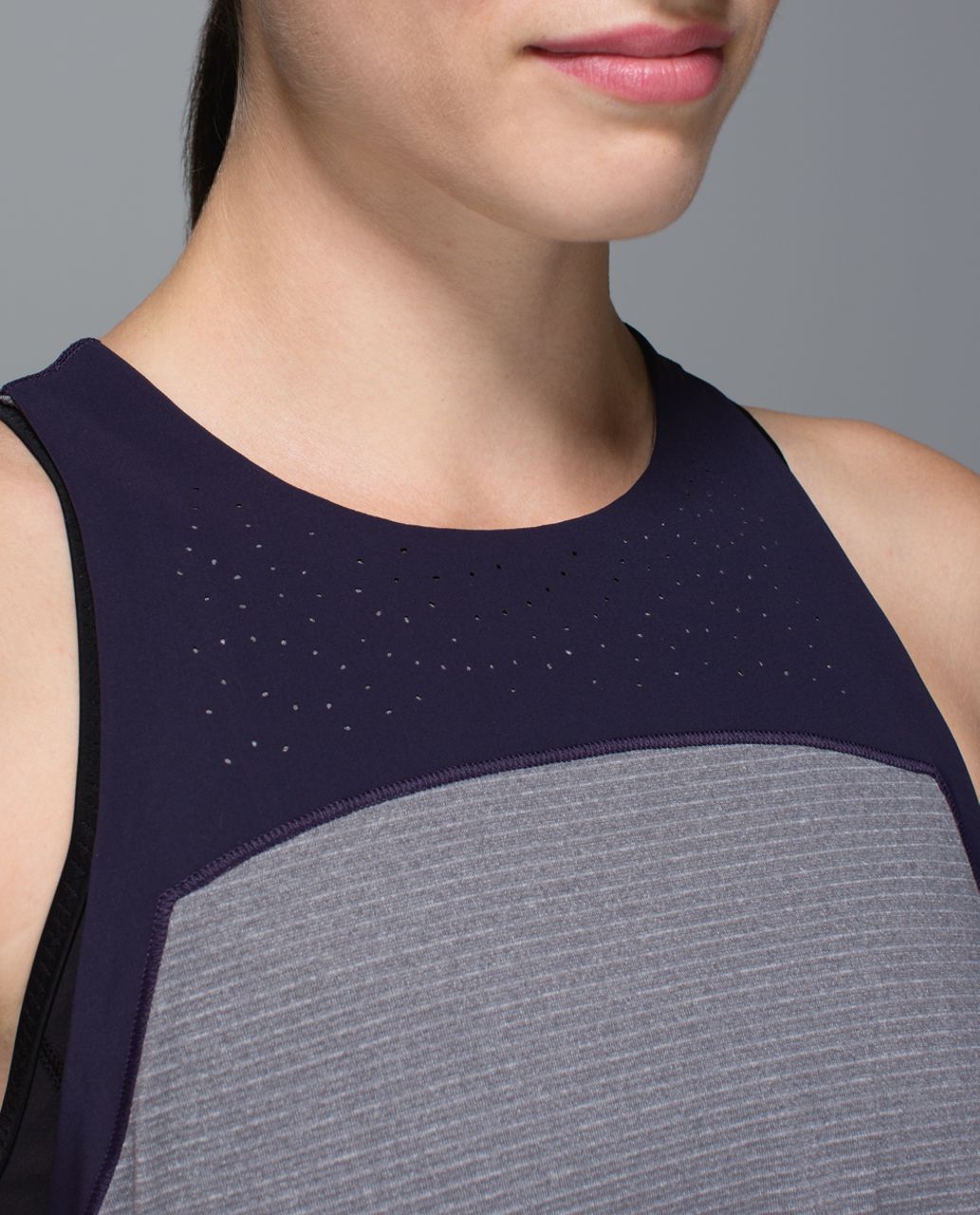 Lululemon Clip-In Tank - Heathered Slate / Black Grape