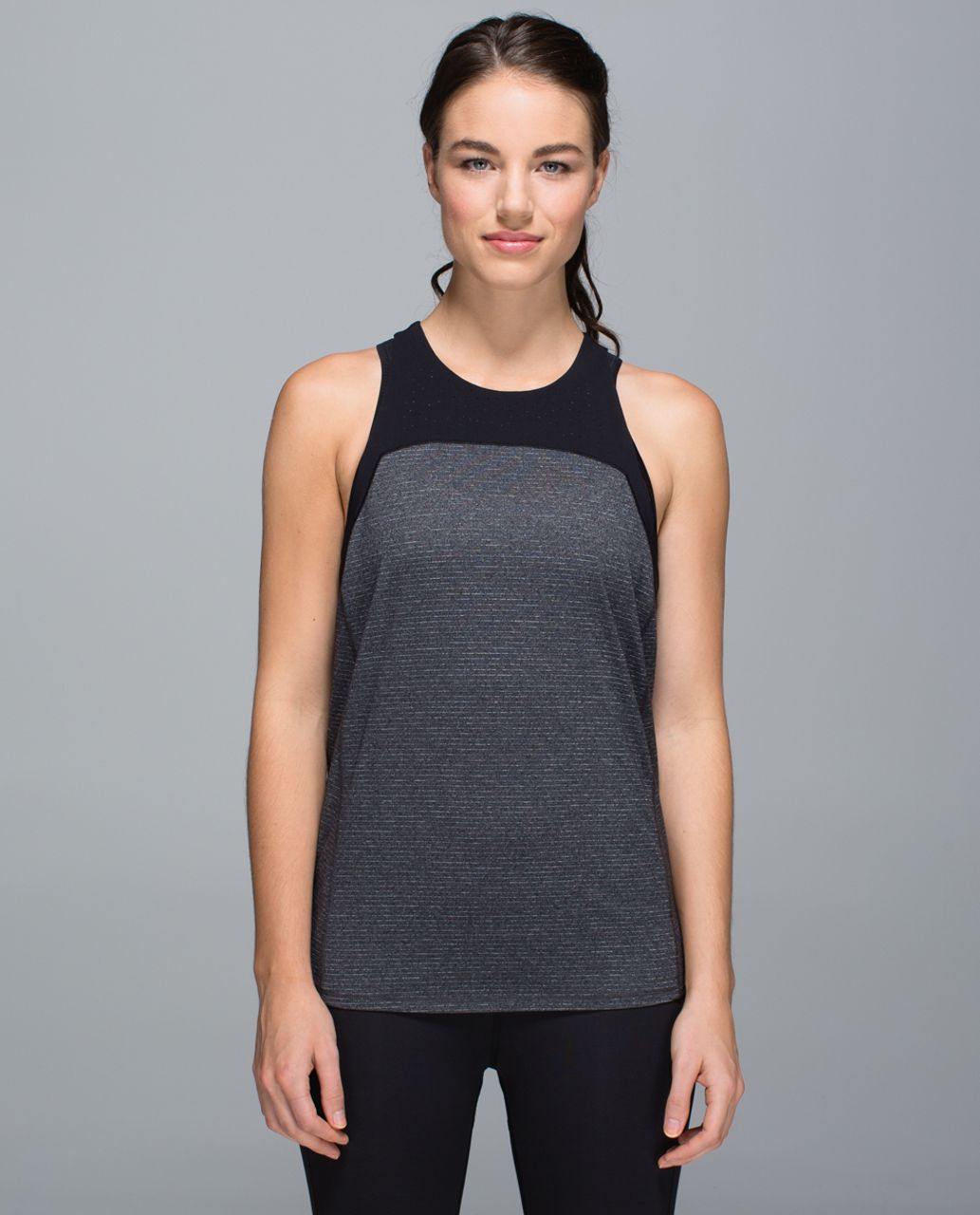 Lululemon Clip-In Tank - Heathered Black / Black - lulu fanatics