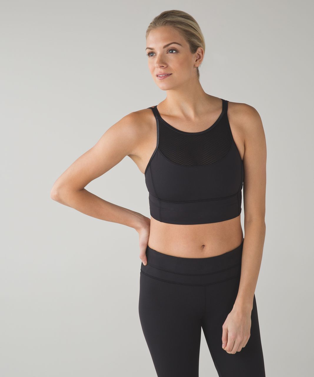 Lululemon Clip-In Long Line Bra - Black - lulu fanatics