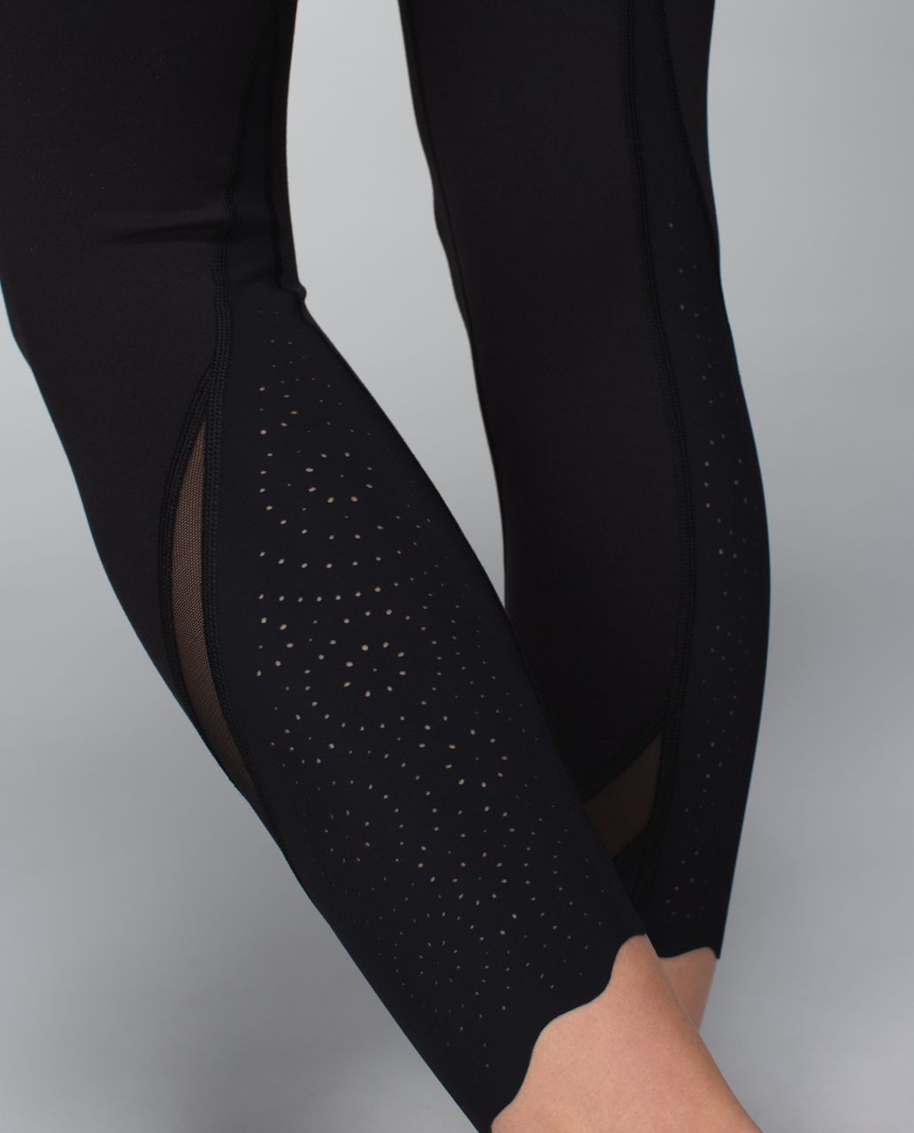 Lululemon Wunder Under Crop (Roll Down) - Heathered Black - lulu fanatics