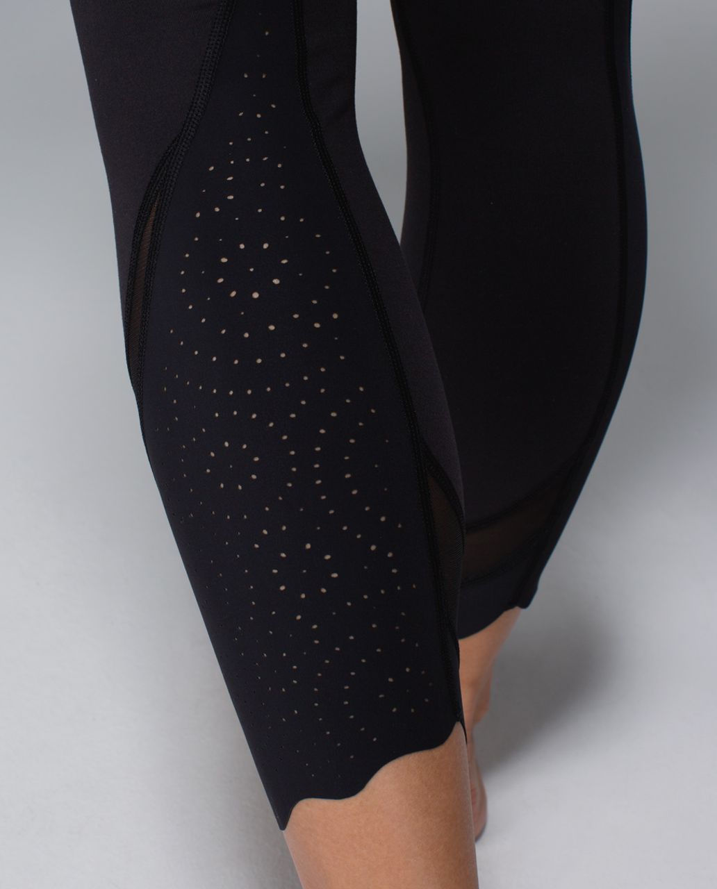 Lululemon Leggings Laser-Cut Perforated Black Mesh Size 6