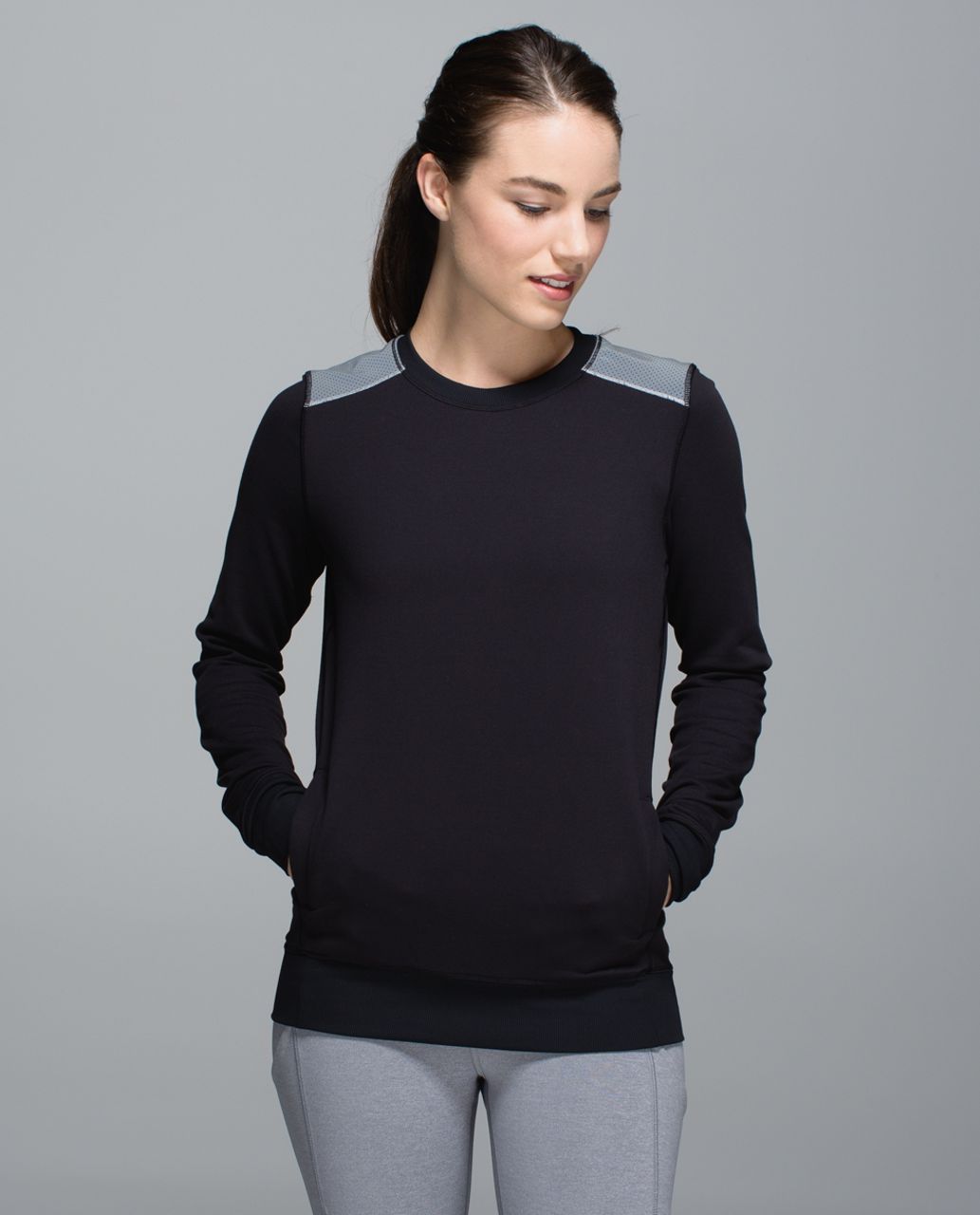 Lululemon In A Flash Long Sleeve - Hyper Stripe Black Soot / Black / Silver