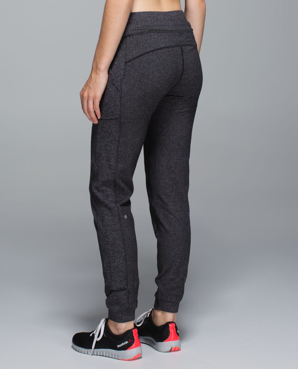 Lululemon Base Runner 1/2 Zip - Heathered Herringbone Heathered Black White  / Black - lulu fanatics