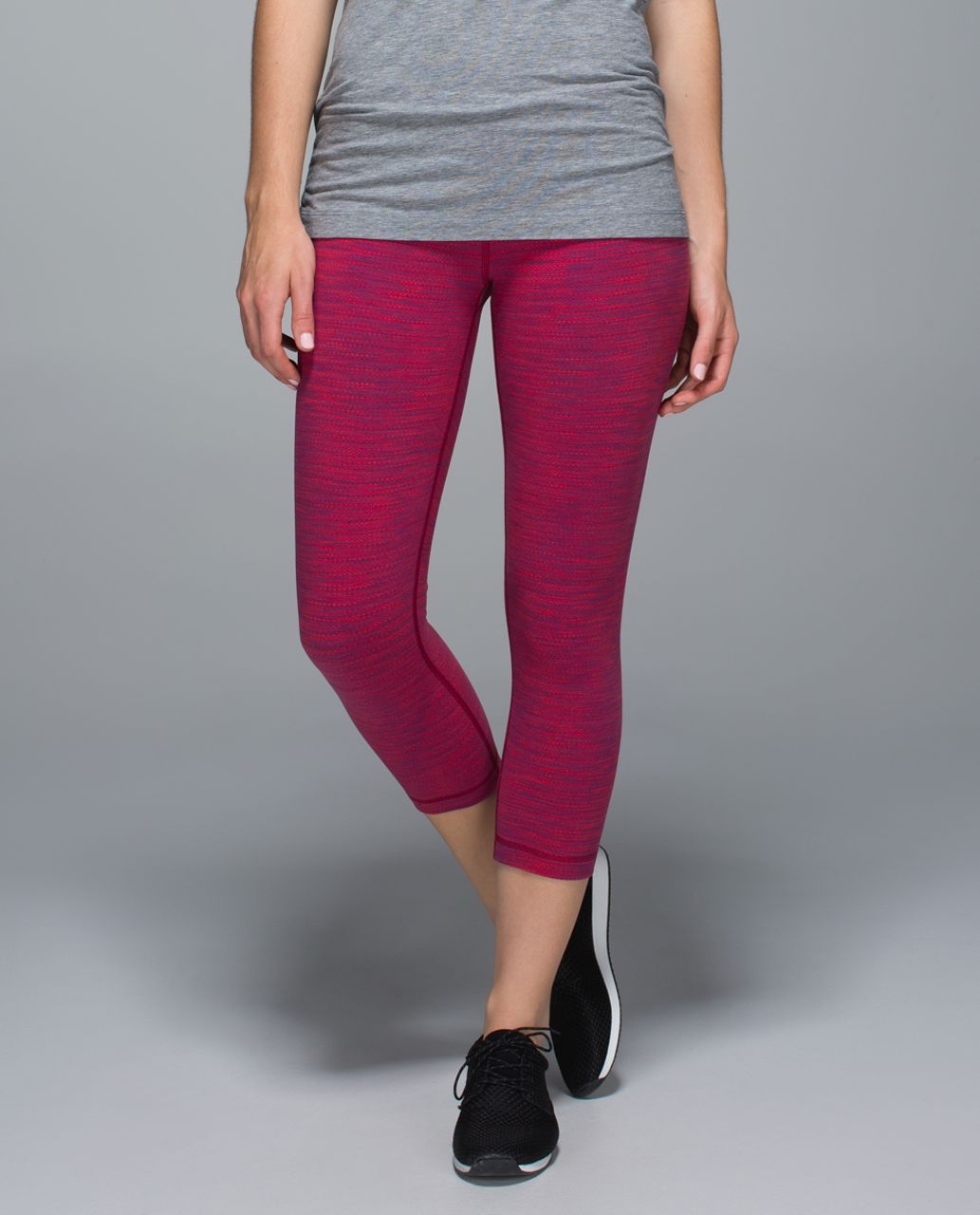 Lululemon Wunder Under Crop II - Diamond Jacquard Space Dye Bumble Berry Flaming Tomato