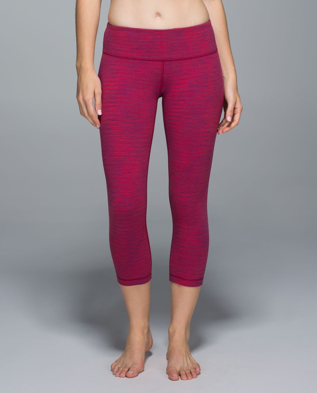 Lululemon Wunder Under Crop II - Diamond Jacquard Space Dye Bumble Berry Flaming Tomato