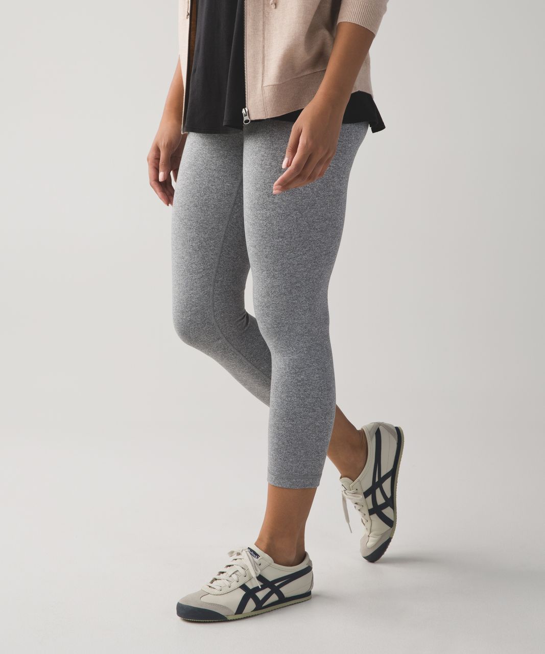 Lululemon Wunder Under Cropped Gray Heather Leggings Women's Size