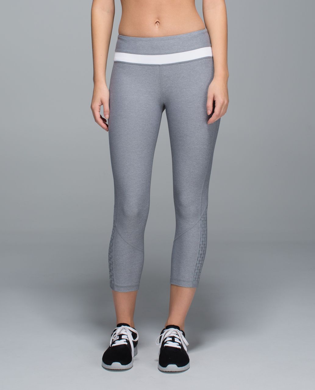 Lululemon Run:  Inspire Crop II *Reflective - Heathered Slate / White