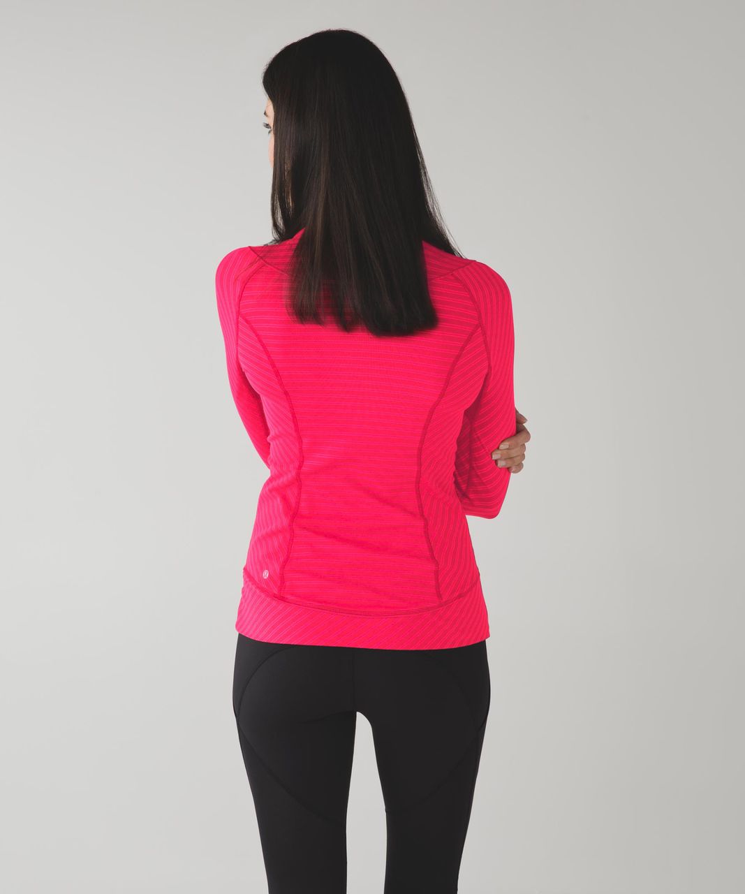 lululemon heathered black herringbone think fast half zip pullover deepest  cranberry run crops - Agent Athletica