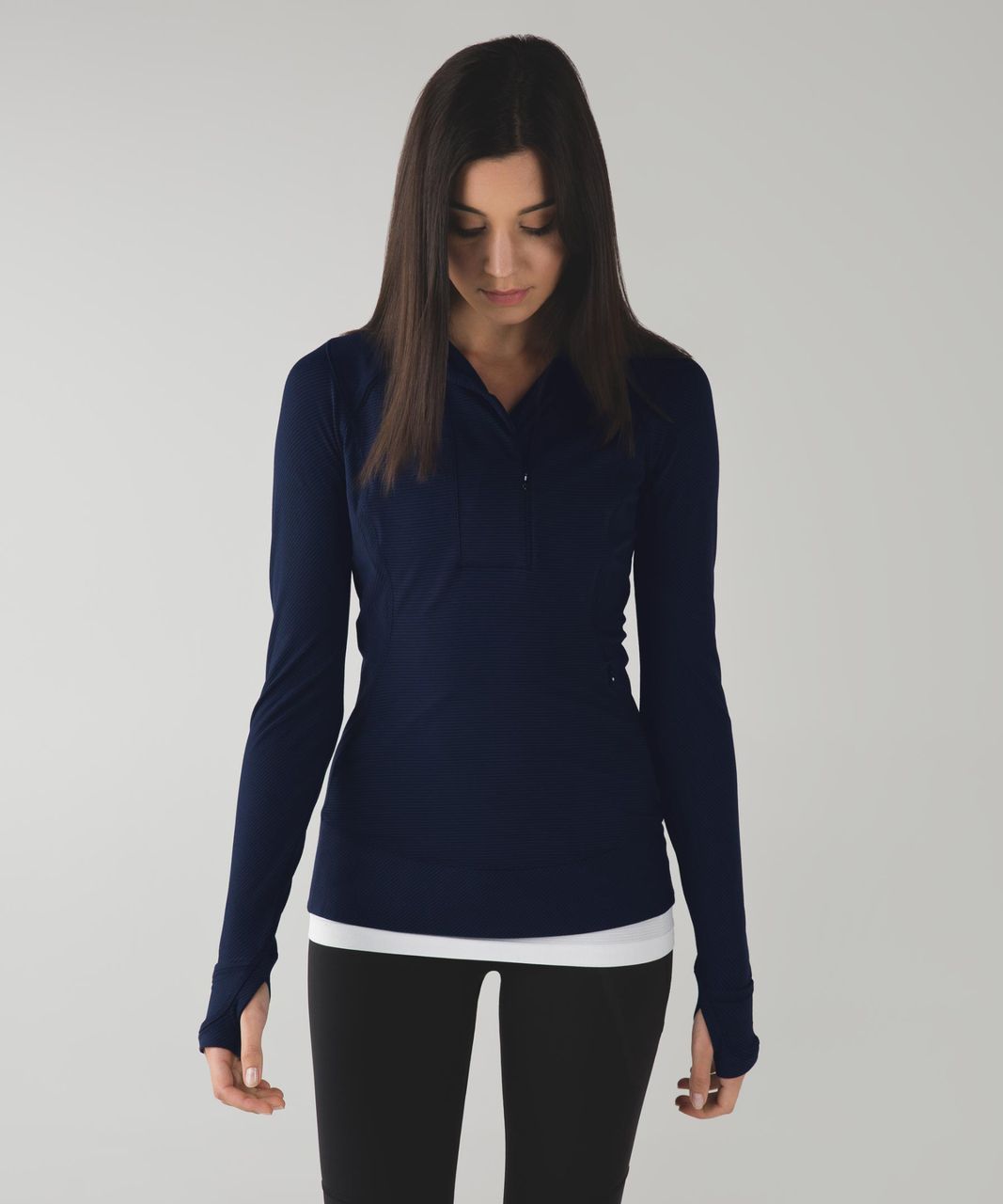 Lululemon Think Fast Pullover - Tonka Stripe Inkwell Black / Black