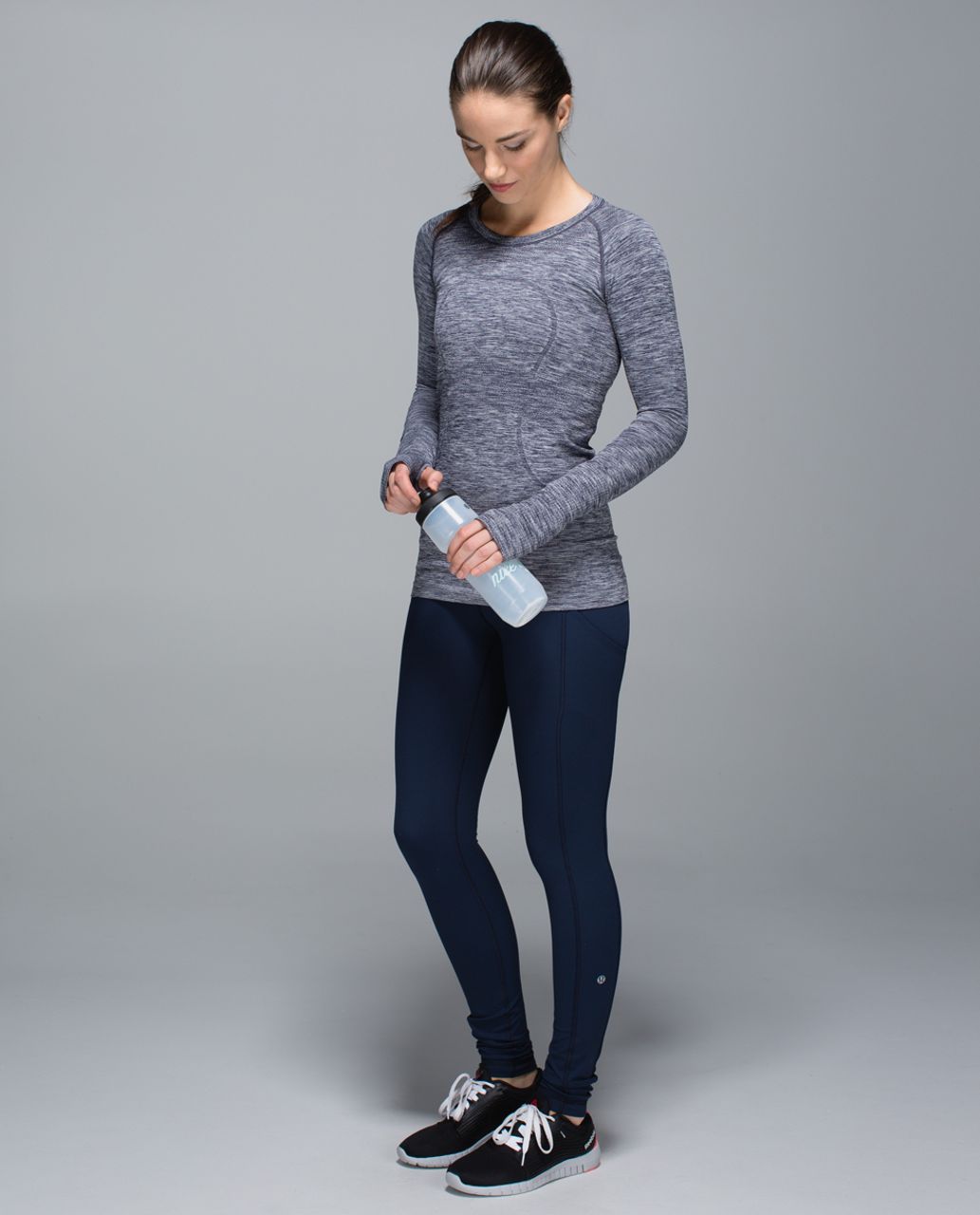 Lululemon Run:  Swiftly Tech Long Sleeve Crew - Space Dye Heathered Cadet Blue