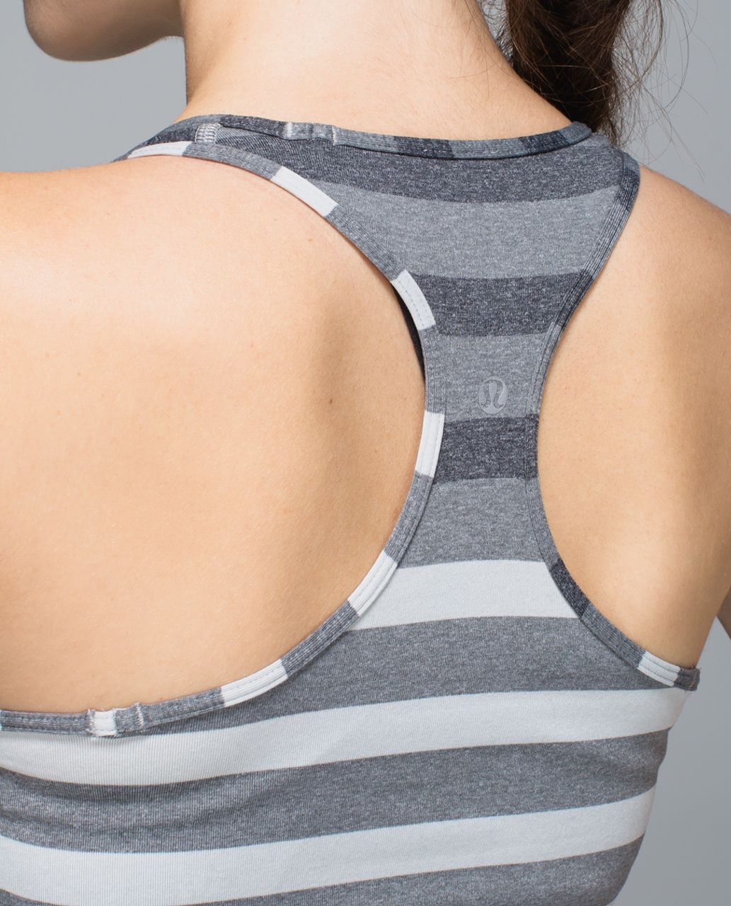 Lululemon Cool Racerback - Marshmallow Stripe Heathered Sand Dune Black / Ghost