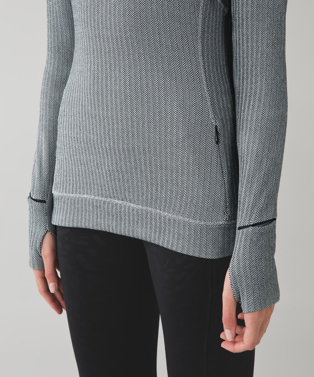 Lululemon Think Fast Long Sleeve - Heathered Herringbone Heathered Silver  Spoon Black / Slate - lulu fanatics