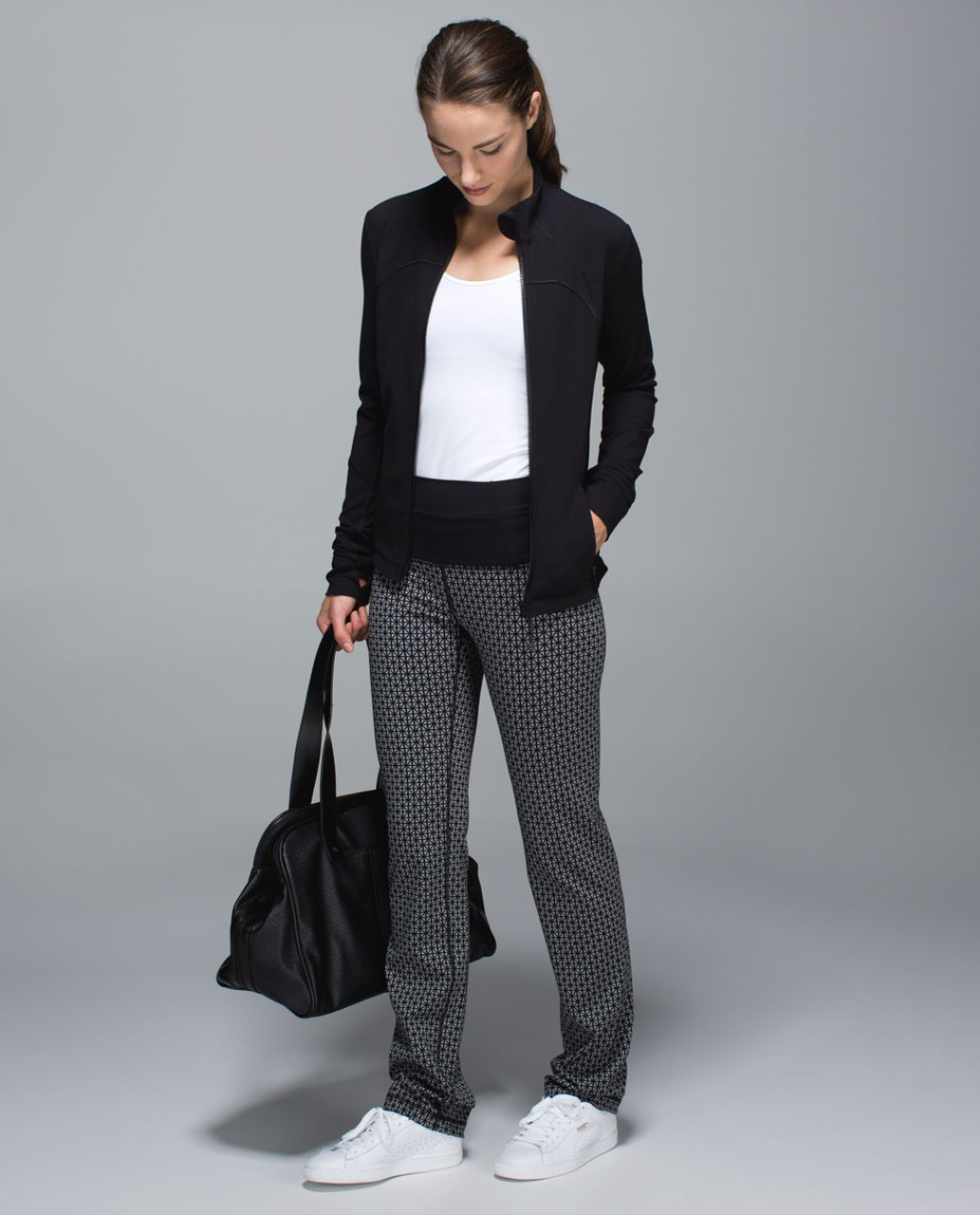 LULULEMON $108.00 Straight-Up Pant in Tri Geo Silver Spoon Black