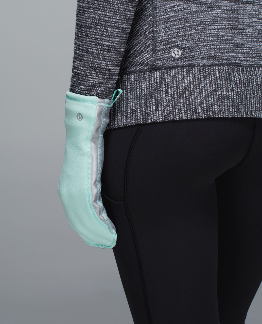 Lululemon Run With Me Mittens *Fleece - Toothpaste / Heathered Slate