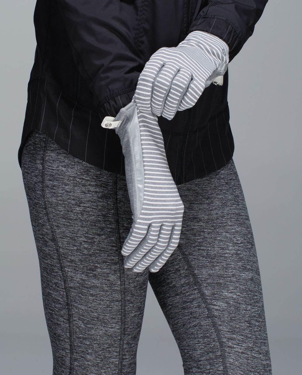 Lululemon Run With Me Gloves - Hyper Stripe Heathered Slate Ghost / Heathered Slate