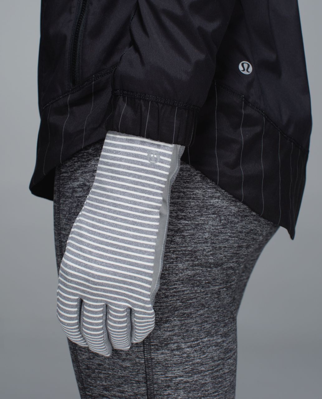 Lululemon Run With Me Gloves - Hyper Stripe Heathered Slate Ghost / Heathered Slate