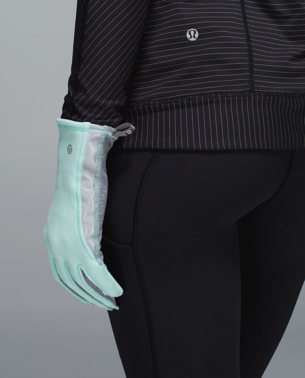 Lululemon Run With Me Gloves *Fleece - Toothpaste / Heathered Slate