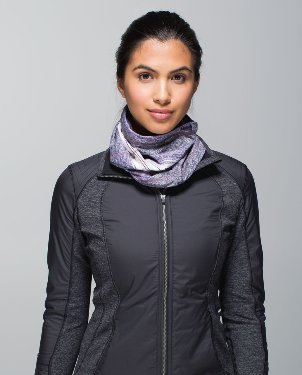 Lululemon Run With Me Neck Warmer - Osaka Stripe Heathered Black Grape