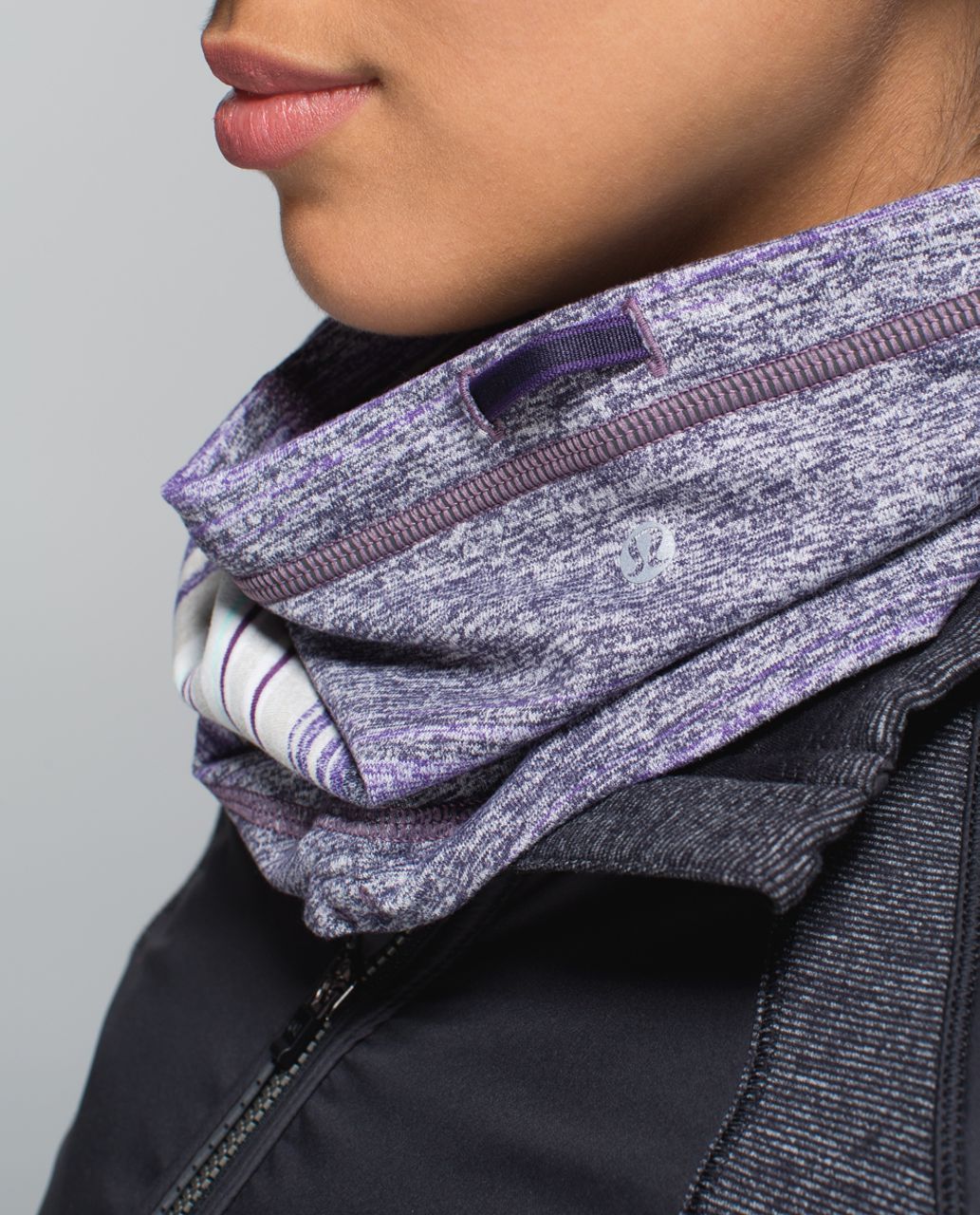 Lululemon Run With Me Neck Warmer - Osaka Stripe Heathered Black Grape