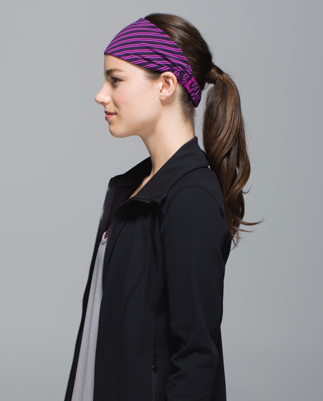 Lululemon Bang Buster Headband *Reversible - Double Trouble Stripe Ultra Violet Black Grape