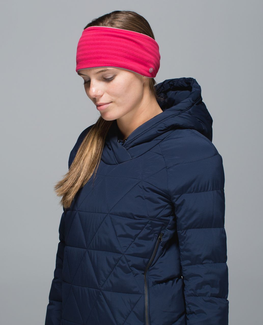 Lululemon Run With Me Ear Warmer - Deepest Cranberry / Double Trouble Stripe Boom Juice Deepest Cranberry