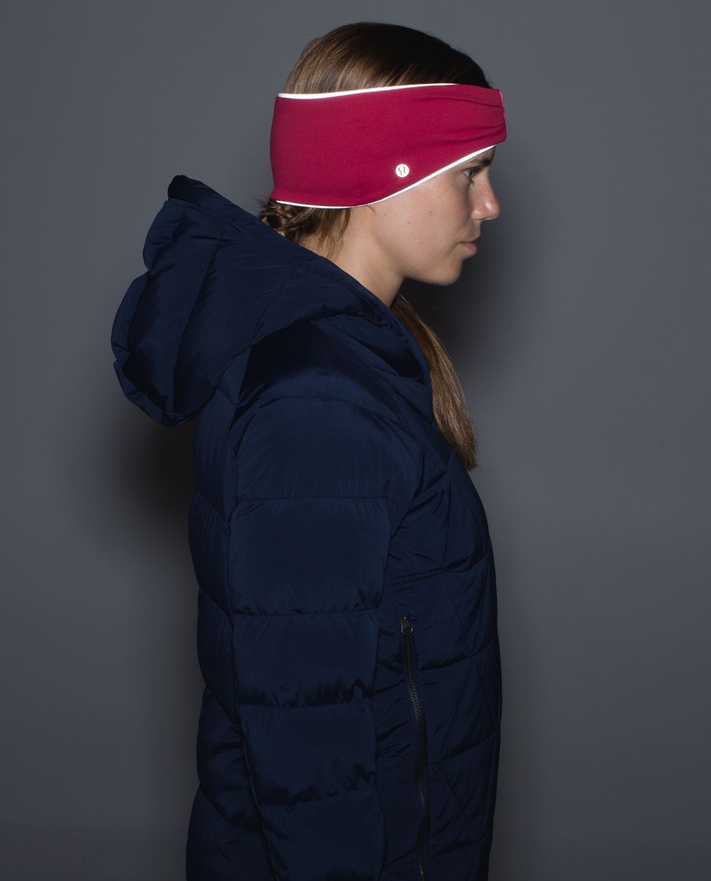 Lululemon Run With Me Ear Warmer - Deepest Cranberry / Double Trouble Stripe Boom Juice Deepest Cranberry