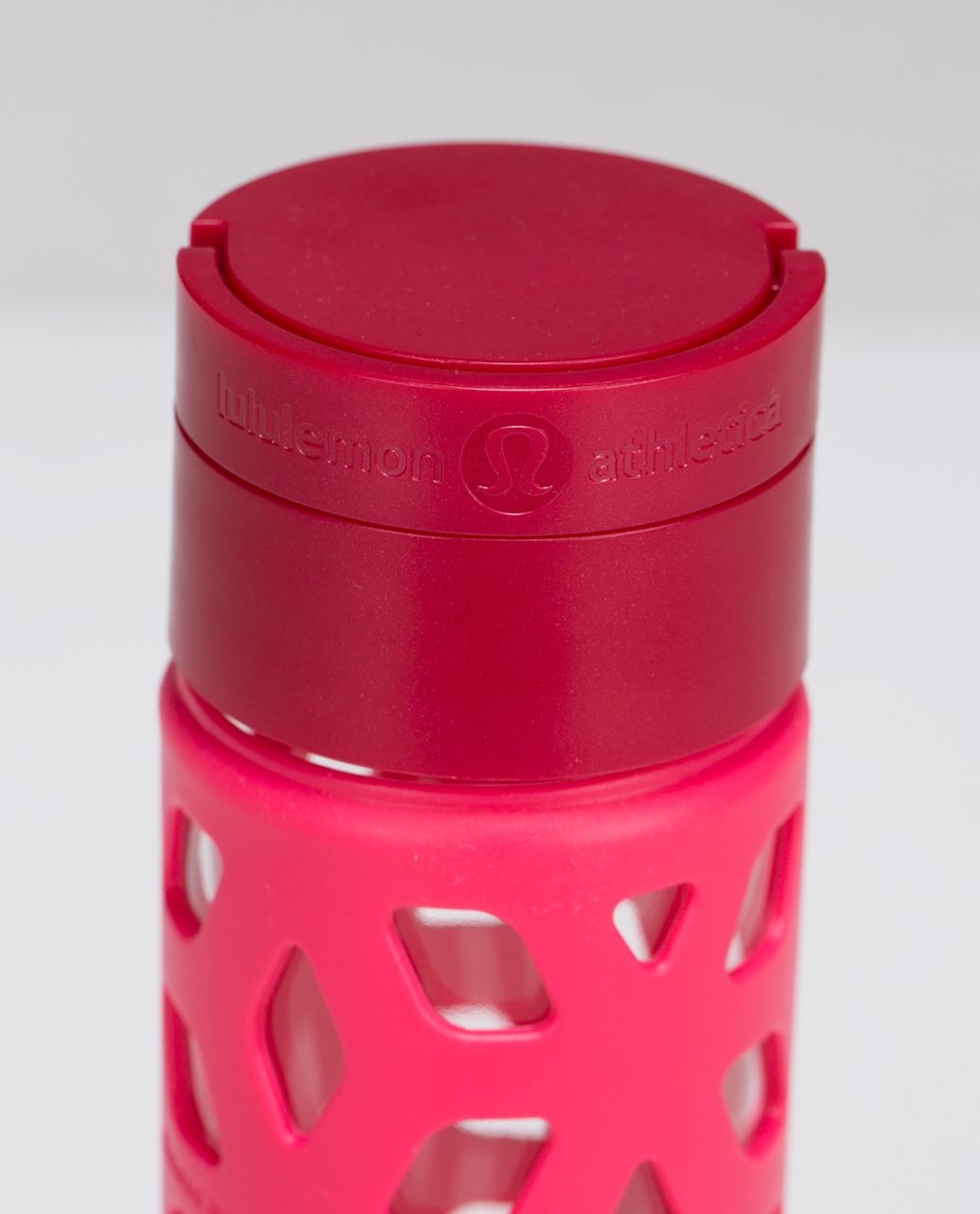 Lululemon Pure Focus Glass Silicone Polka Dot Water Bottle Tumbler Hot Pink