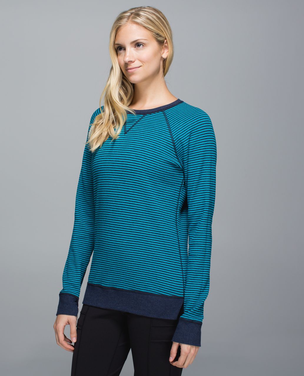 Lululemon Open Your Heart Long Sleeve II - Heathered Ink / Classic Stripe Heathered Inkwell Surge