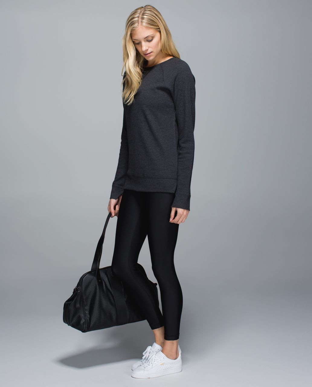 Lululemon Open Your Heart Long Sleeve II - Heathered Black / Classic Stripe Heathered Black Soot Light