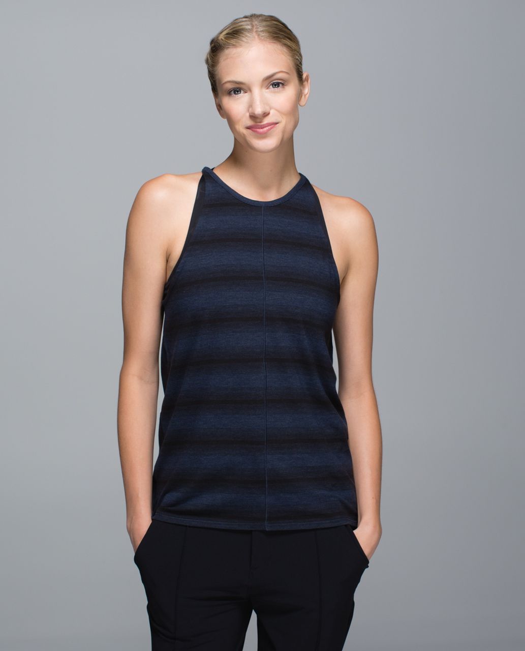 Lululemon Find Your Zen Tank - Capilano Stripe Heathered Inkwell Black