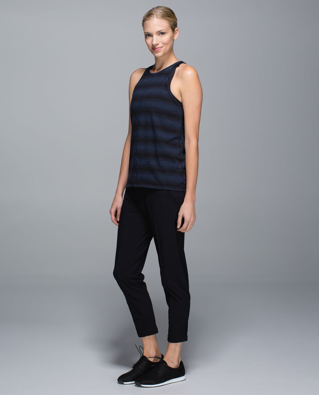 Lululemon Find Your Zen Tank - Capilano Stripe Heathered Inkwell Black