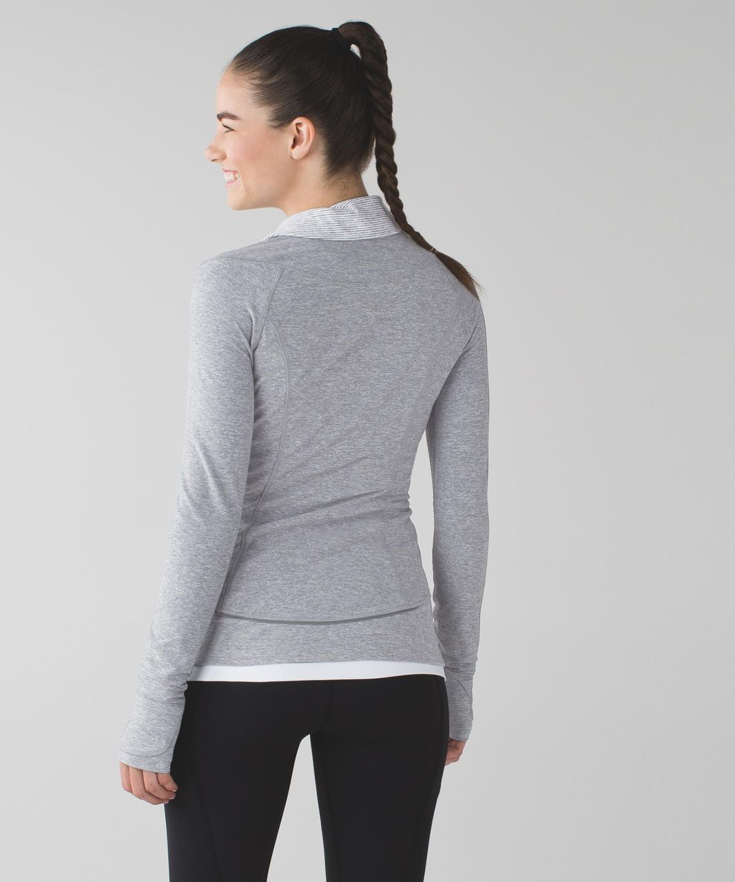 Lululemon Think Fast Pullover - Heathered Slate / Tonka Stripe Heathered Slate White